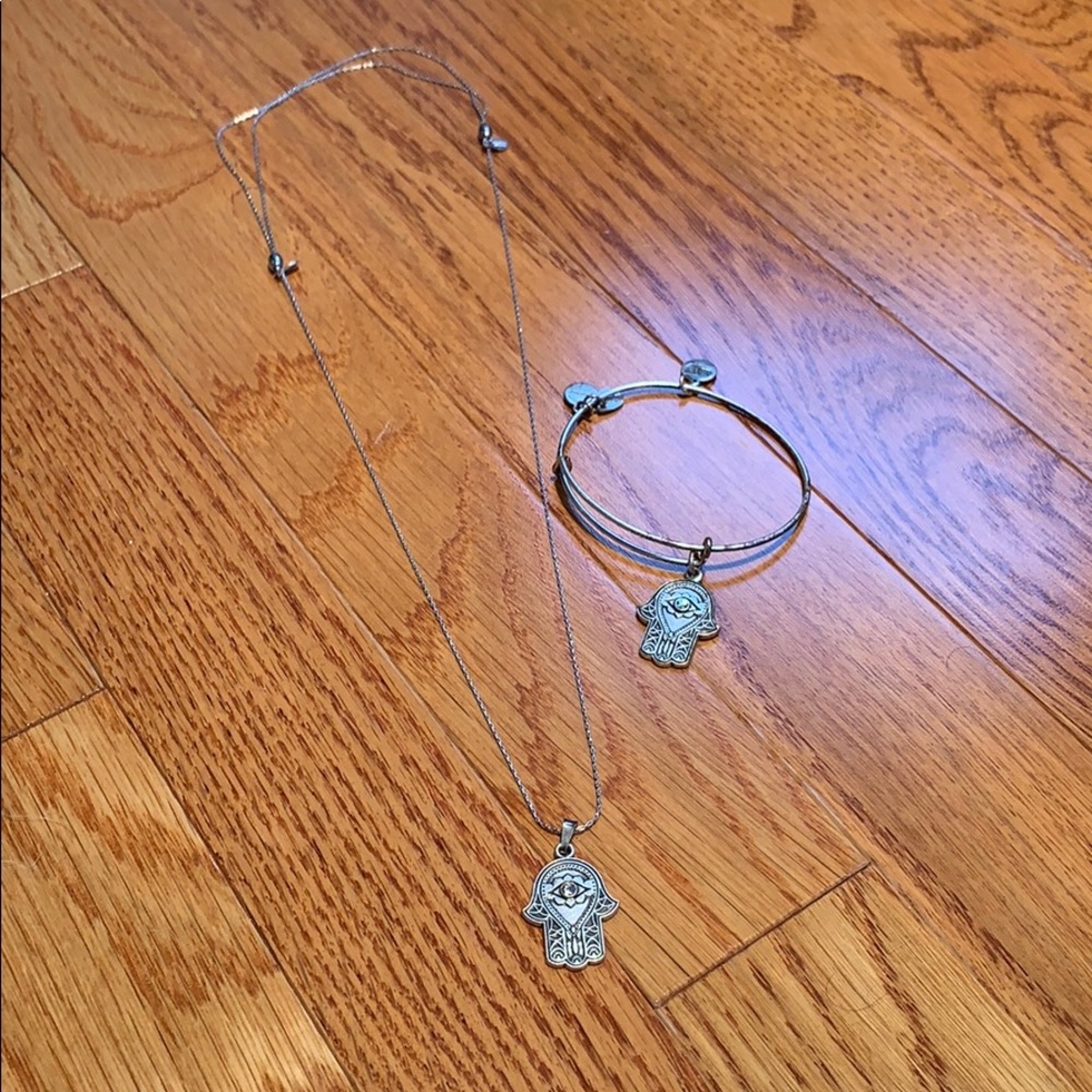 Alex and Ani Hand of Fatima necklace and bracelet